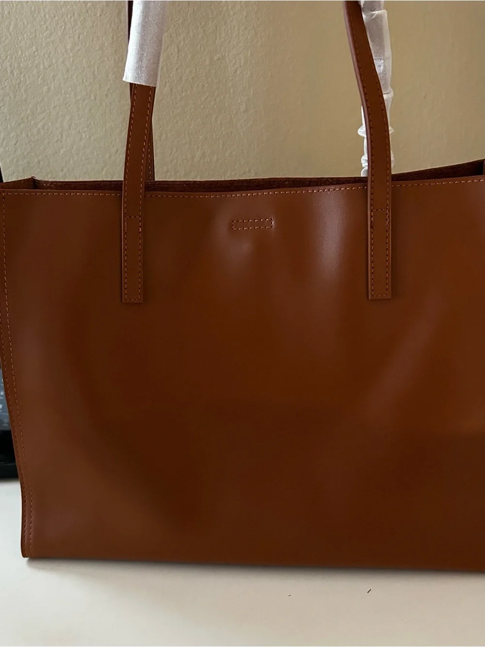 Minimalist Brown Leather Top-Handle Tote Bag